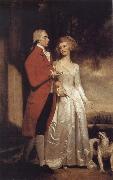 George Romney Sir Christopher and Lady Sykes strolling in the garden at Sledmere France oil painting artist